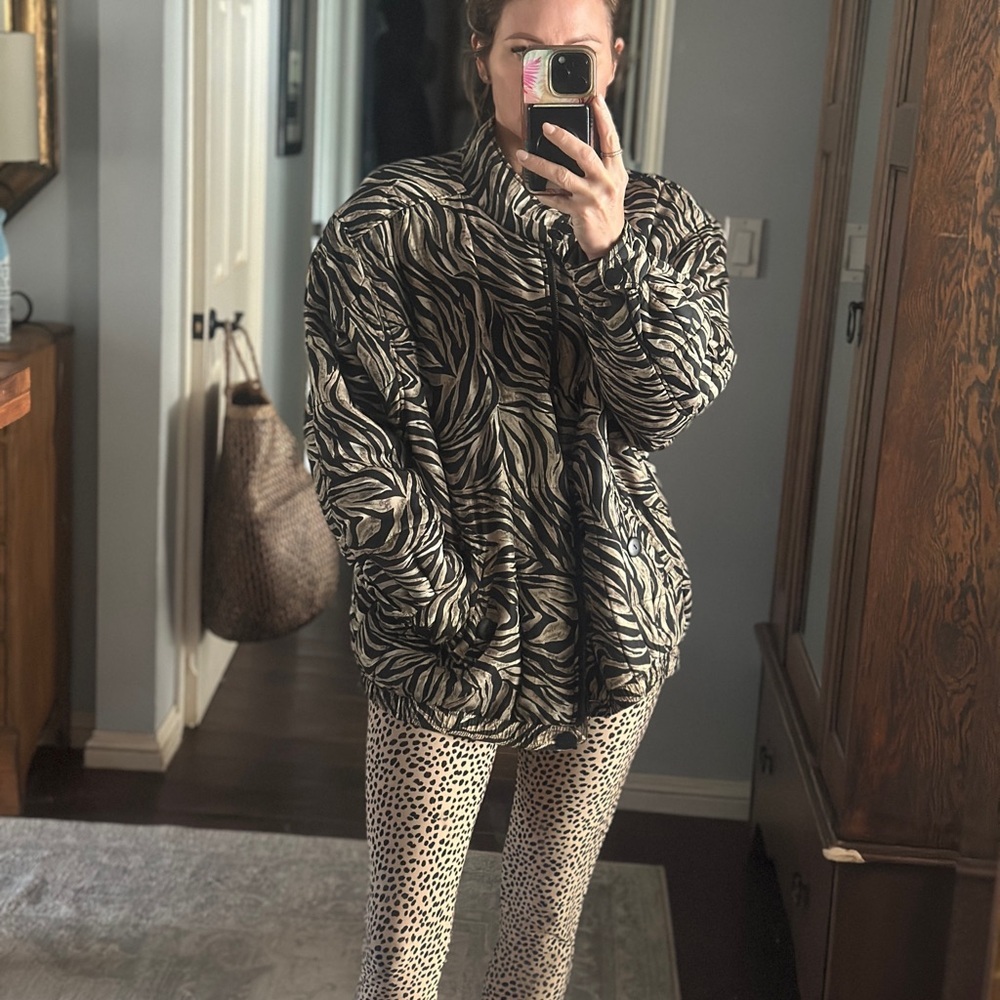 Anna and Frank 100% silk zebra bomber jacket